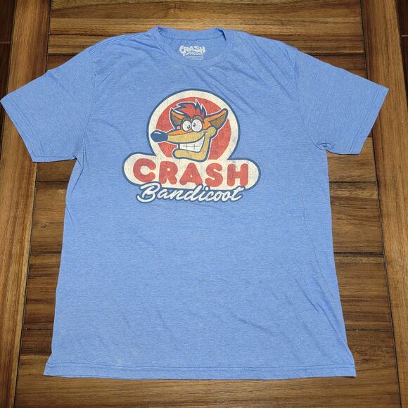 Crash Bandicoot Blue Unisex Tee - Size Large - Picture 1 of 4